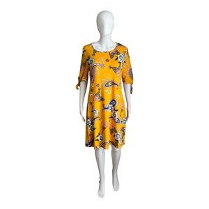 Lexington Avenue Floral Yellow Dress Size M
